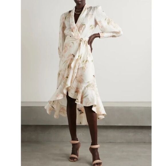 NWOT Floral Wrap Dress in bird print - Picture 1 of 6